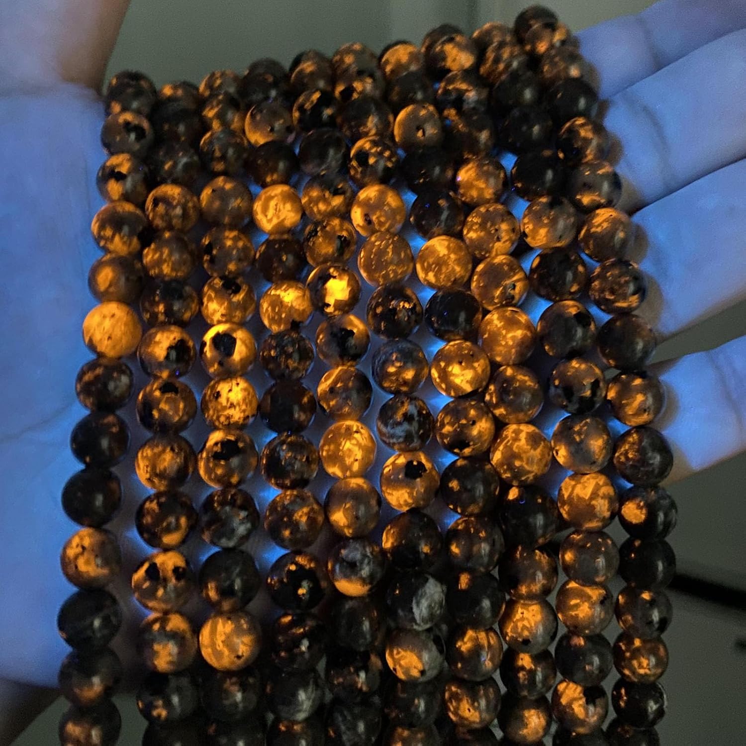 6MM 56PCS Flame Yooperlite Stone Beads Loose Beads for Jewelry Making DIY Bracelets Show Flame Color Under The Irradiation of UV Lamps - Image 2