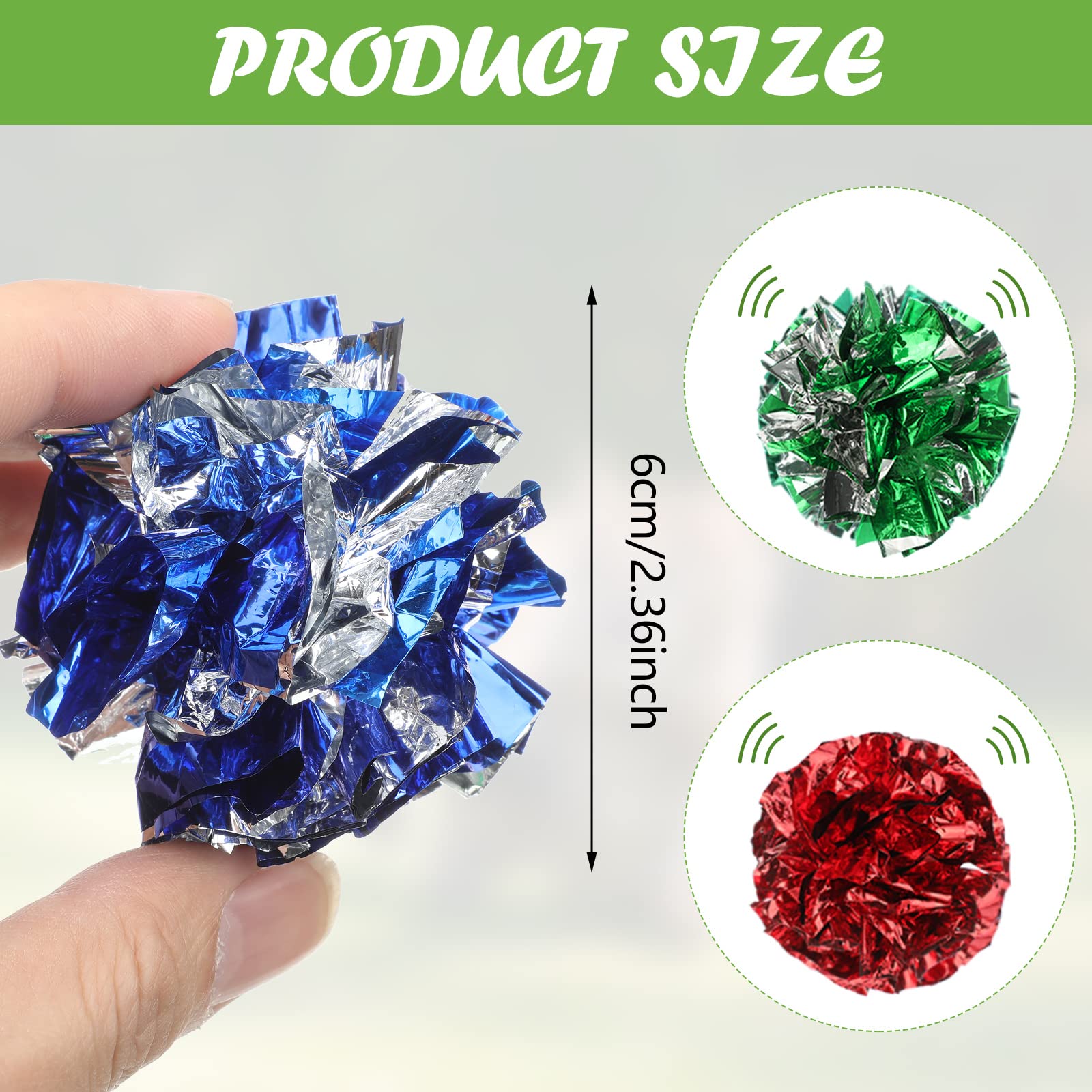 Silkfly Crinkle-Bälle aus Polyesterfolie, Katzenspielzeug, 6 cm, interaktiver Knisterball, bunte Bälle, Kauspielzeug für Katzen, Jagd, Spielzeug zieht Katzen an, für Indoor-Katzen und Kätzchen, um fit