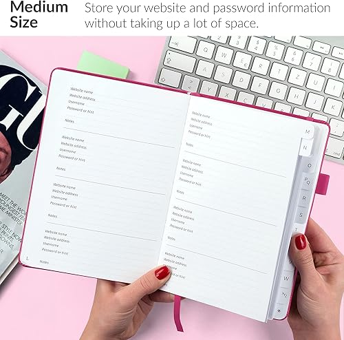 Miniatura 2 de GoGirl Cuaderno para contraseñas con pestañas alfabéticas, diario de direcciones de Internet y contraseñas para guardar inicios de sesión de sitios