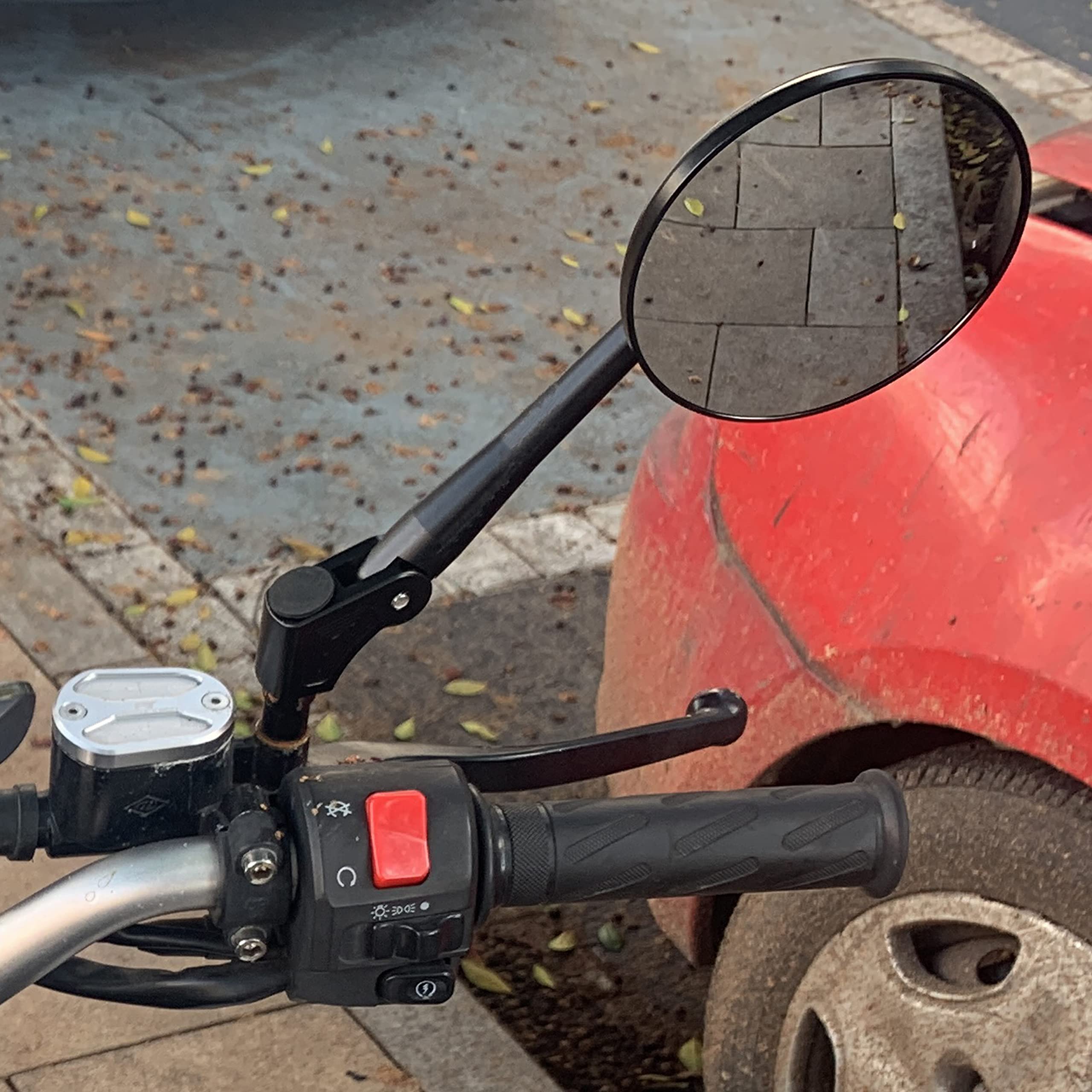 FENRIR Omologati Nero CNC Specchietti Moto Specchietto Retrovisore Specchi Retrovisori per Retrò Scrambler Monster Z900RS Z650RS V7 XSR700 XSR900 CB300R CB650R CB1000R REBEL RNINET R12NINET R12 SV650