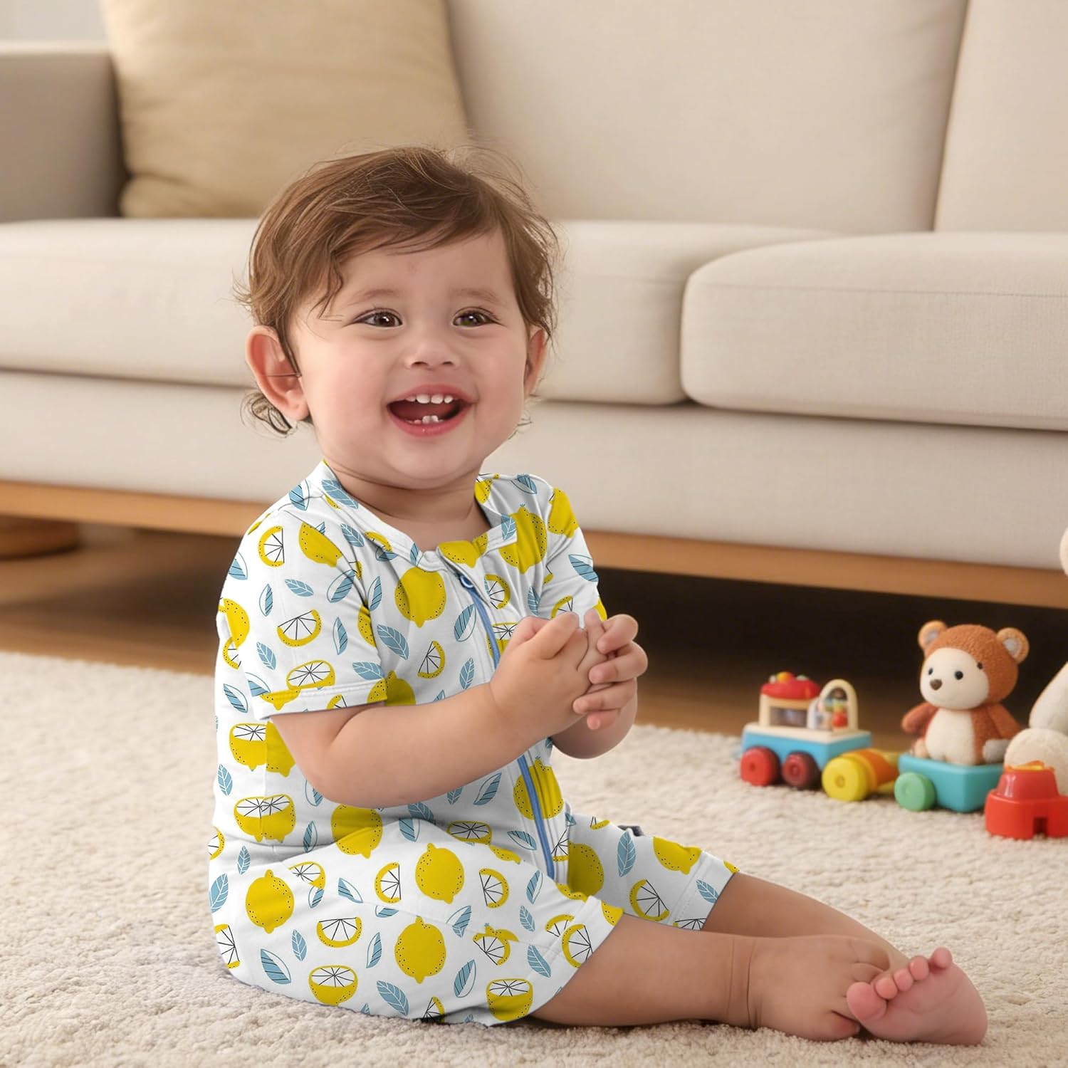 Jimonda Baby Boy Romper 3 Pack Baby Girl Short Sleeve Pajamas 2 Way Zipper Summer Newborn Clothes Unisex Summer Outfits