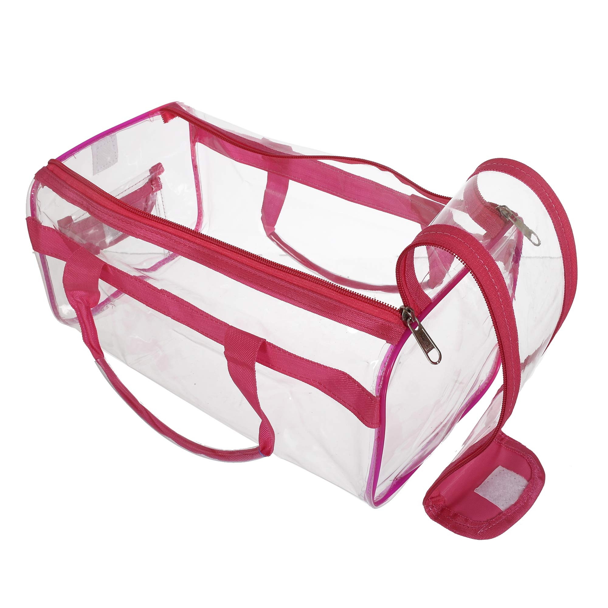 Kuber Industries Small Size Clear PVC Travel Toiletry Bag Handbag Beach Tote Bag Organizer for Men and Women (Pink), 1 (F_26_KUBBMART017025)-picture-49