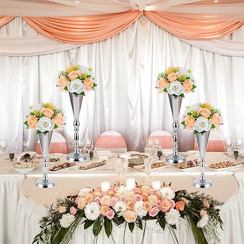 Miniatura 5 de Boao 12 jarrones de trompeta de flores para centros de mesa, jarrón dorado, centro de mesa, jarrones de boda de metal alto, arreglo de flores