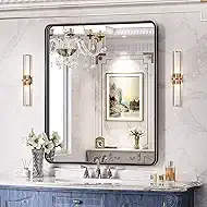 Brightify 30x36 Inch Black Bathroom Mirror for Wall, Rectangular Black Metal Framed Mirror, Modern Wall Mounted Vanity Mirror for Bathroom, Vertical or Horizontal