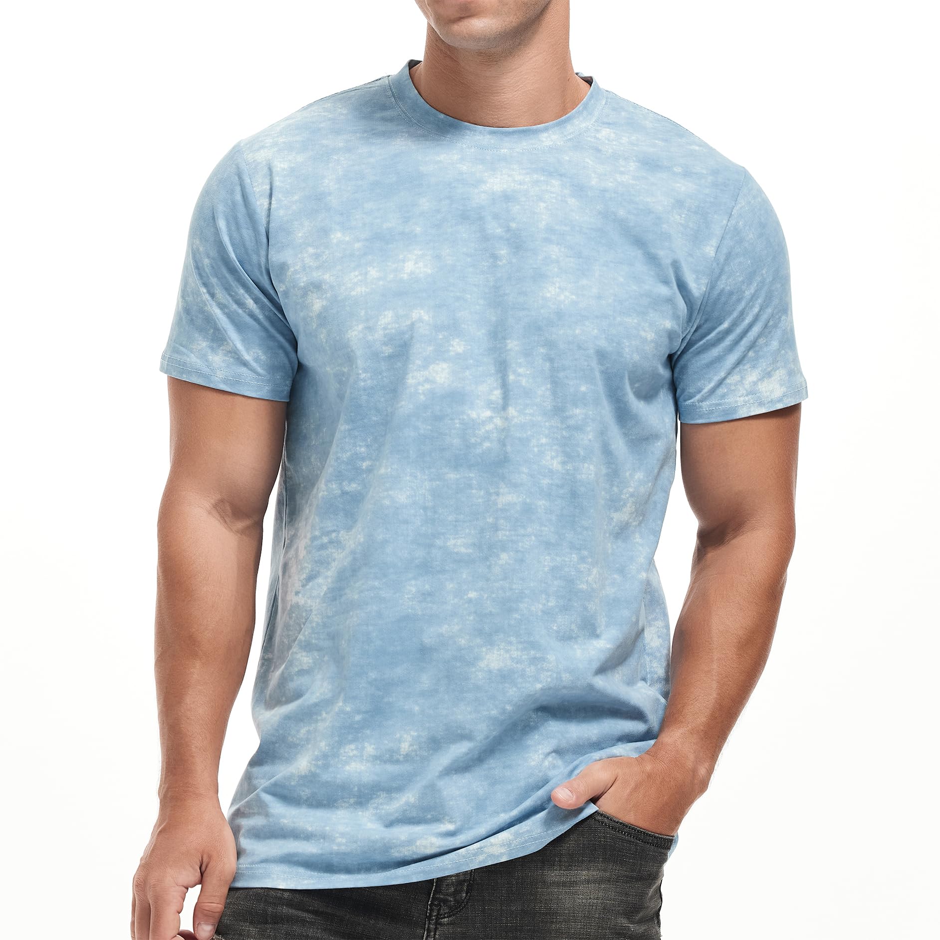 USALL Herren Sommer DruckT-Shirt 95% Baumwolle Casual Atmungsaktives Männer T-Shirt Kurzarm