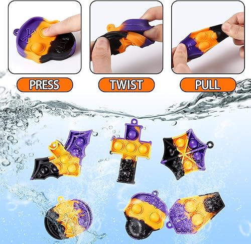 Miniatura 4 de 30 piezas de mini llavero de Halloween Pop Fidget juguetes a granel, juguetes de Halloween para bolsas de regalos, regalos de fiesta, premio en el