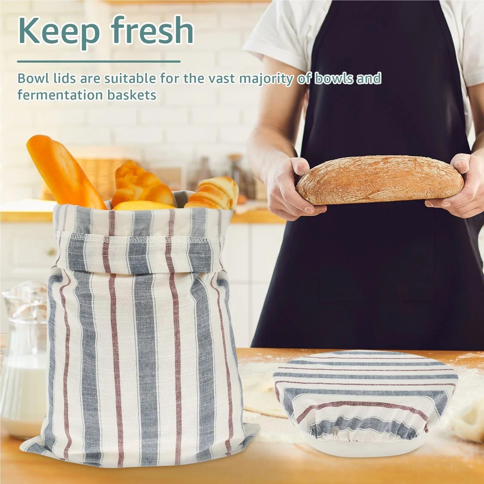Sacchetti Per Pane In Lino Borsa for il pane in lino, 4 pezzi, riutilizzabile, con cordoncino, pasta madre non sbiancata