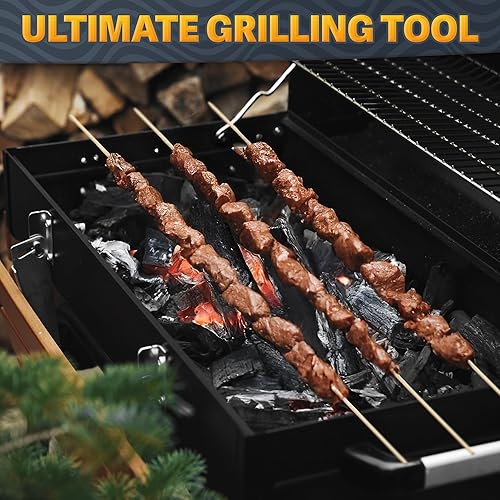 Miniatura 5 de 50 pinchos de bambú para asar a la parrilla  Palitos para asar malvaviscos de 36 pulgadas de largo para fogata  Palos Smores para hoguera para hacer