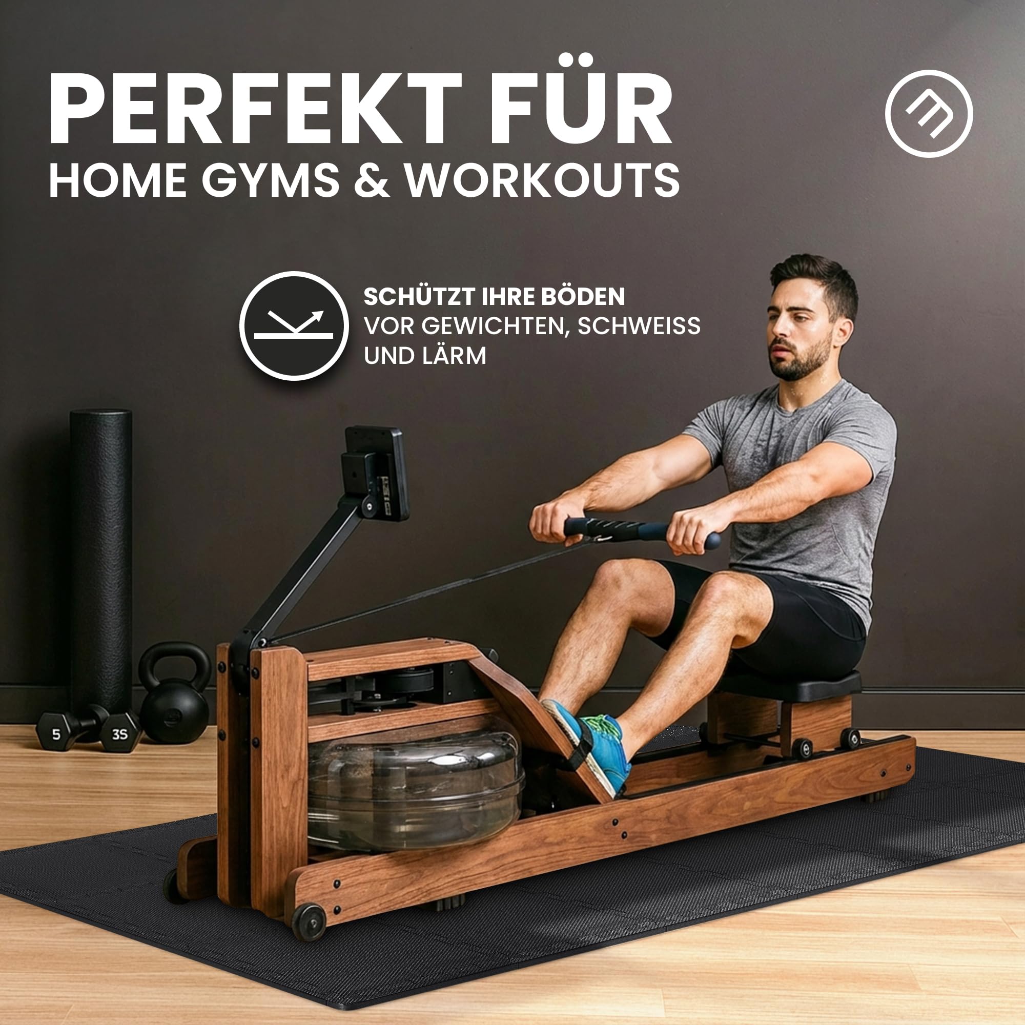 bemaxx Bodenschutzmatte Fitness - Sportmatte Fitnessmatte Gymnastikmatte Puzzlematte Yogamatte Turnmatte Trainingsmatte Spielmatte Fallschutzmatte Laufbandmatte - Gym Workout Pool Garage