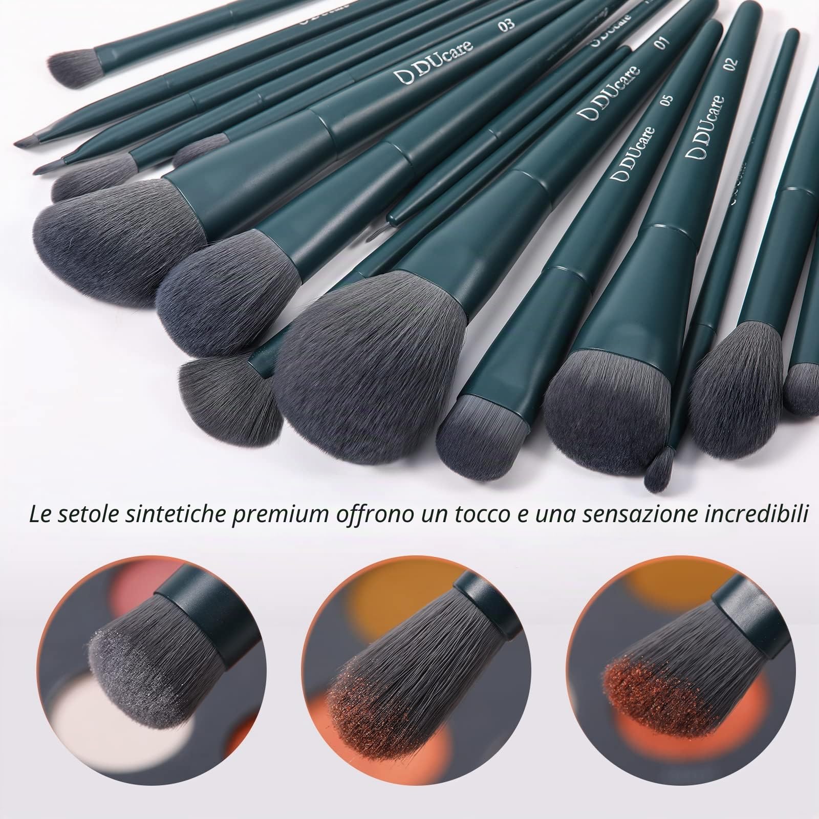DUcare Set di pennelli per trucco 17 pezzi con tappetino per la pulizia delle spazzole e spugna per il trucco Kit professionale per cipria in polvere per ombretti in polvere Confezione regalo