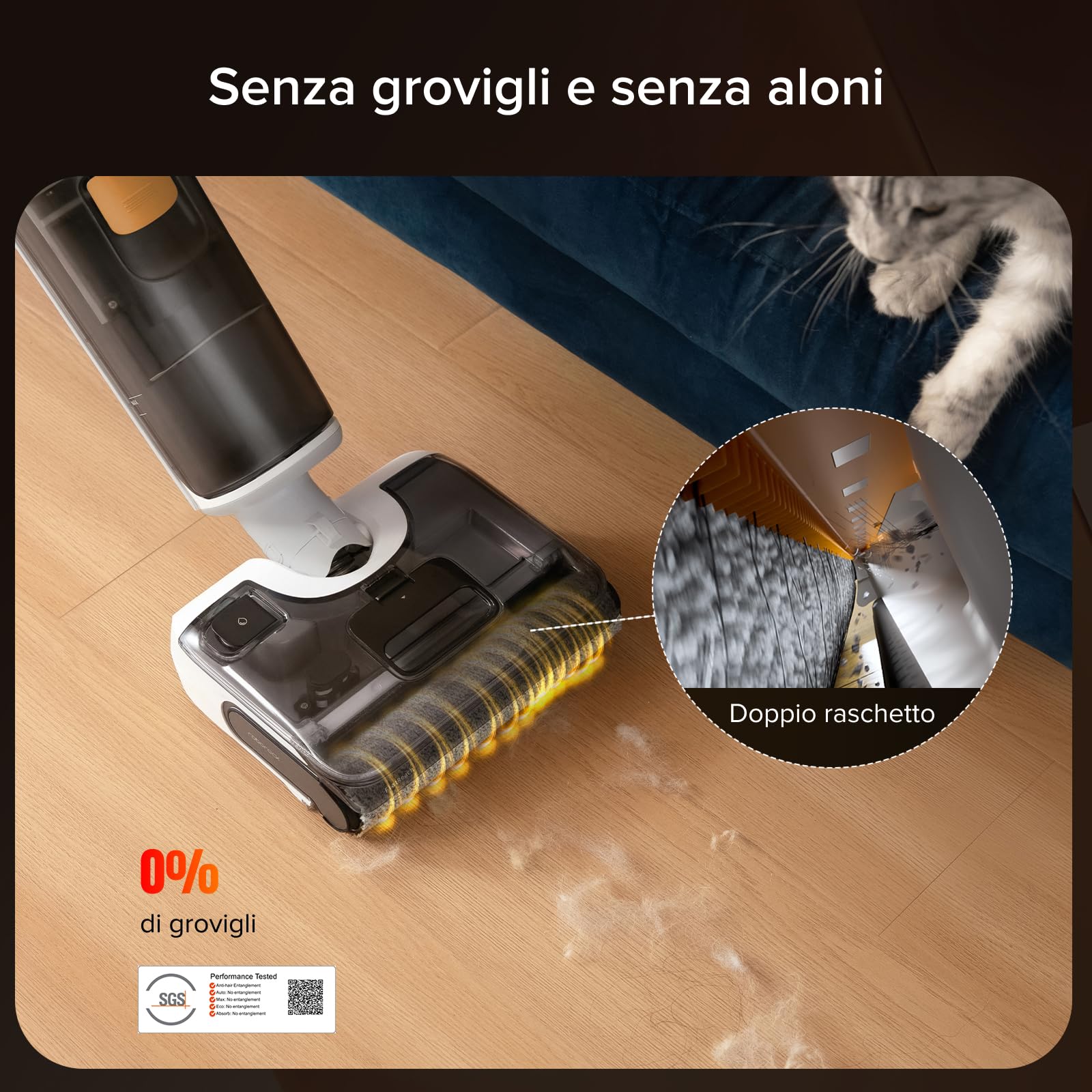 roborock F25 GT Aspirapolvere e Lavapavimenti Senza Filo con Lavaggio a 90°C, Auto-Pulizia e Asciugatura Automatica, Doppia Spazzola Rotante, Design Ultra-Piatto (180°), 20 kPa Aspirazione, Leggero