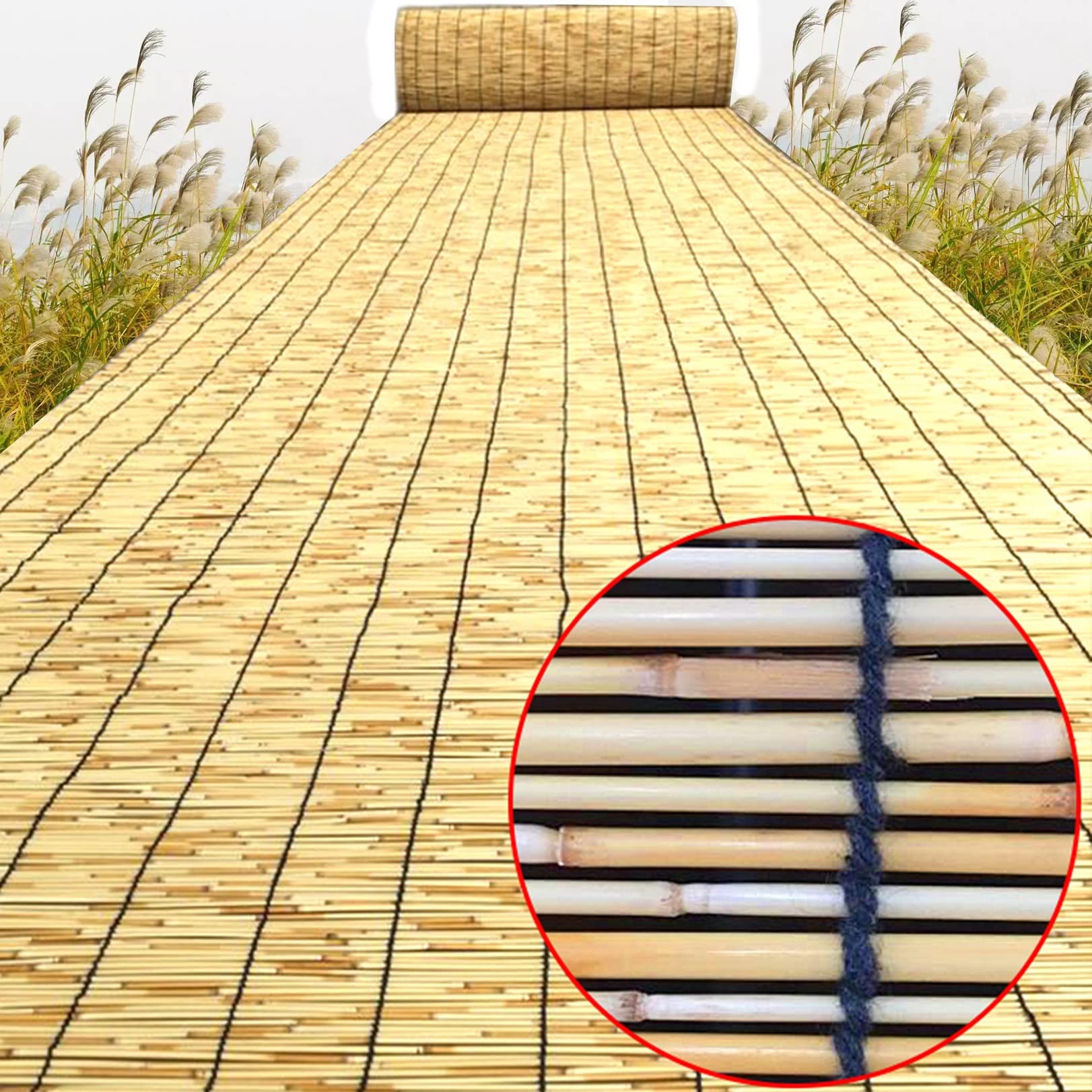 Bambou Naturel Store Enrouleur Rideau De Roseau,Protection Intimité Écran Tissés À La Main,Tissés À La Main,Rideau de Paille Pare-Soleil Balcon pour Extérieur/Intérieur,Balcon,Jardin,Décoratifs Rétro