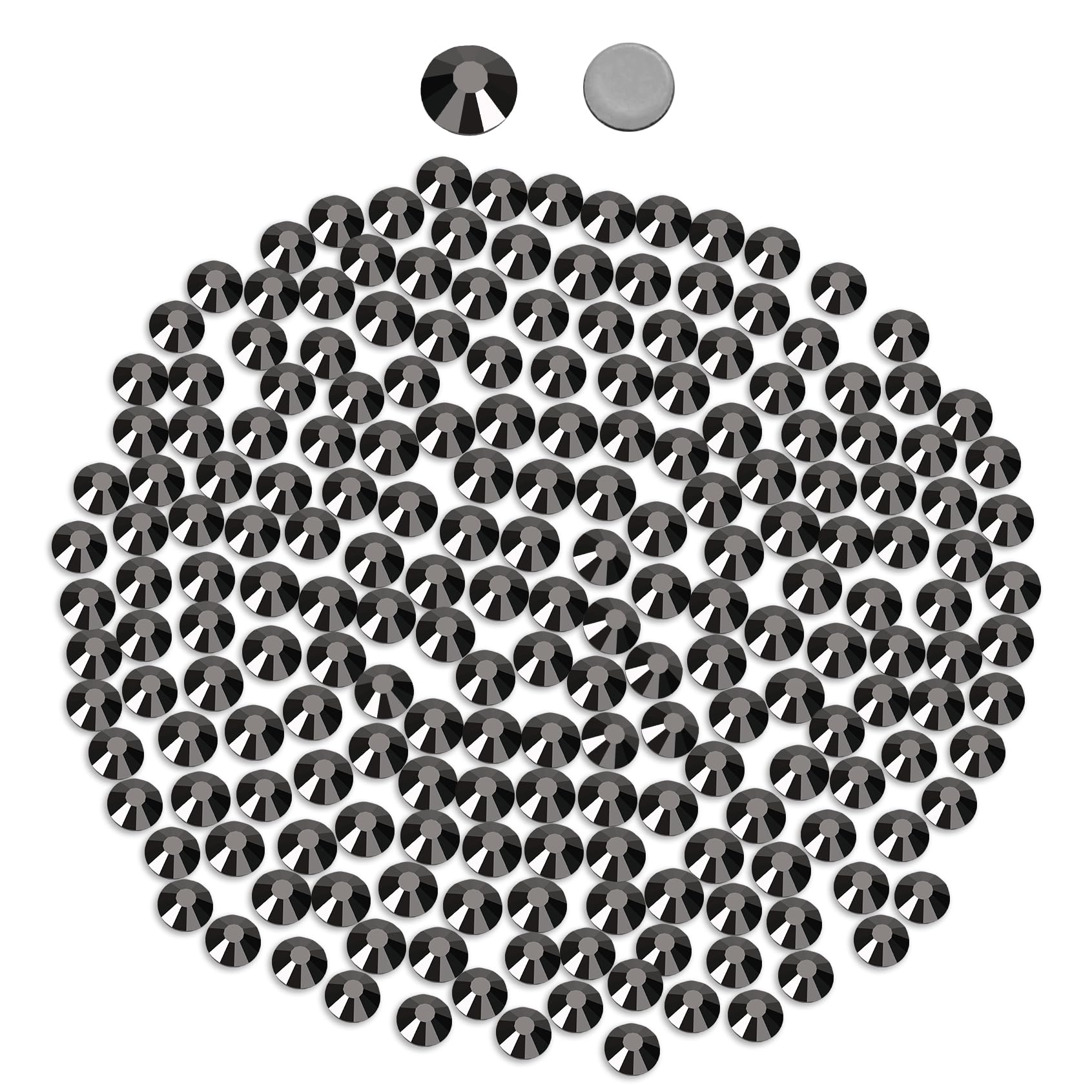 576 Hotfix-Strasssteine,Flatback Glitzersteine Stones, Glas, runde Kristalle Strasssteine, Edelsteine​zum Basteln, für Kleidung, Schuhe, Taschen, DIY-Dekoration,Meins schwarz,SS30,6.2MM-6.4MM