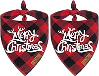 Vista 12 de Malier, 2 paquetes de bandanas de perro de Navidad, clásico búfalo, a cuadros. Bufanda de triángulo, baberos, pañuelo. Conjunto de ropa