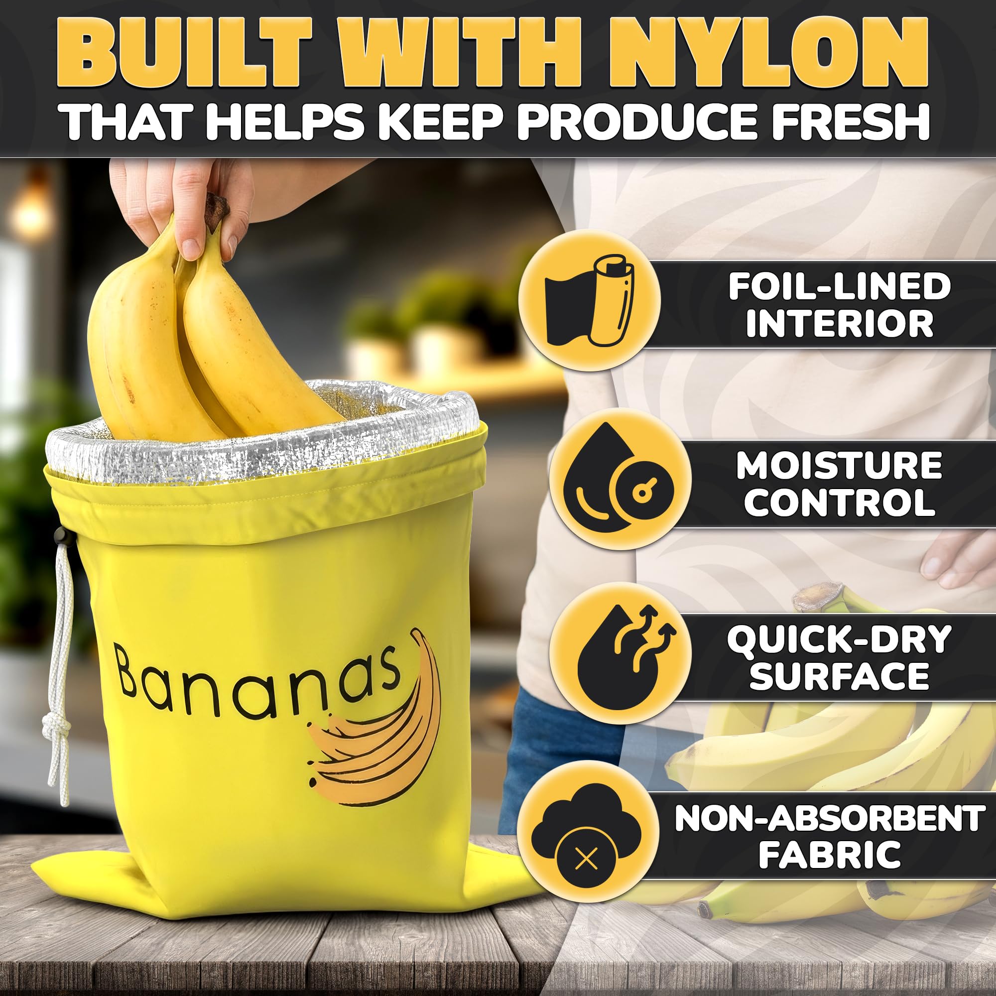 banana cover yeti bag to Keep Bananas Fresh for Longer, Aluminum-Lined Storage | 13.8 x 10.6 In Nylon Storage Keeper Slows Ripening The tote is food Eagle Claw Fishing Tackle Size Options:Small Size SAW
