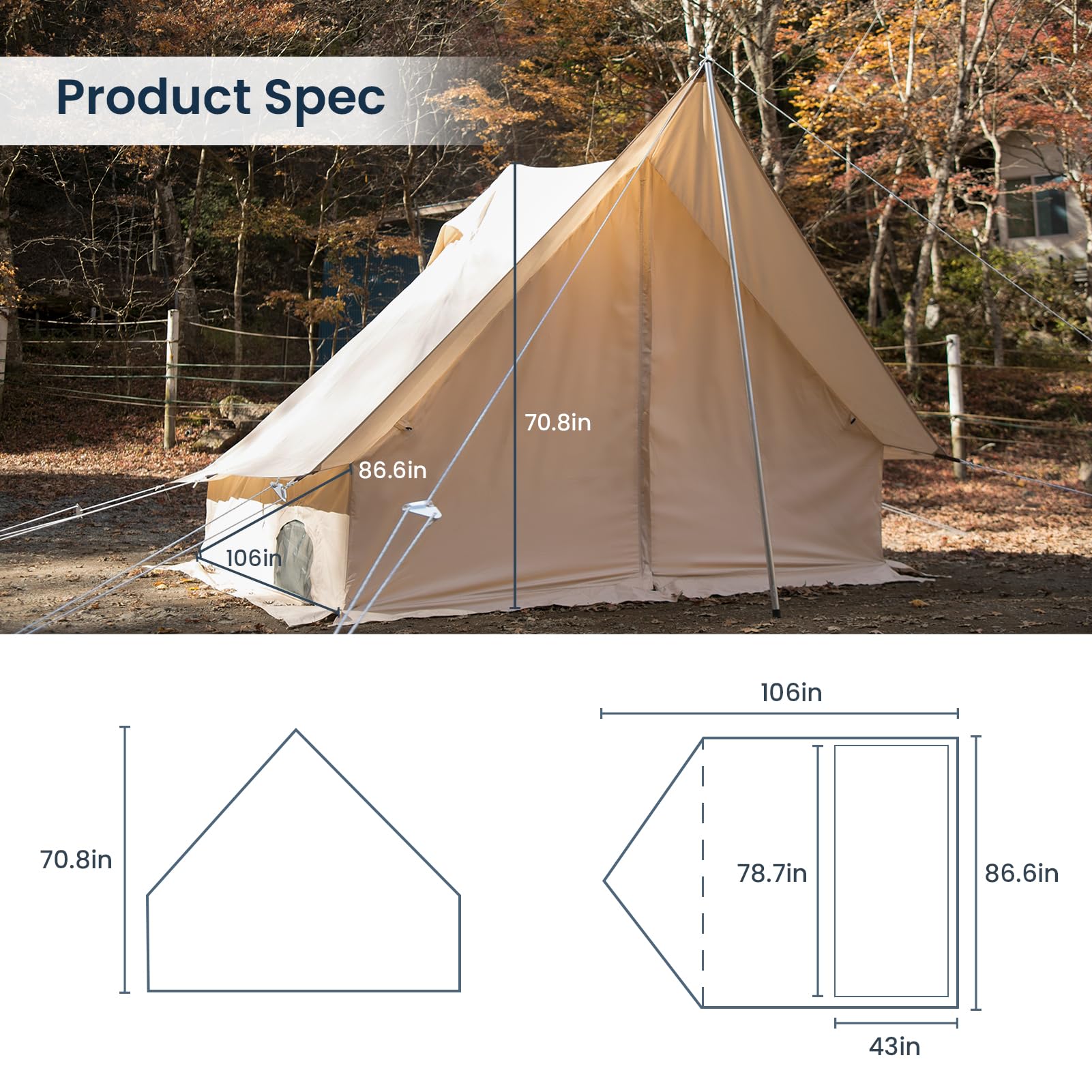 S'more Fronti キャンプテント ベージュ Amazon.com: S'More Fronti Canvas Camping Tent - 2 Person, 4 Season