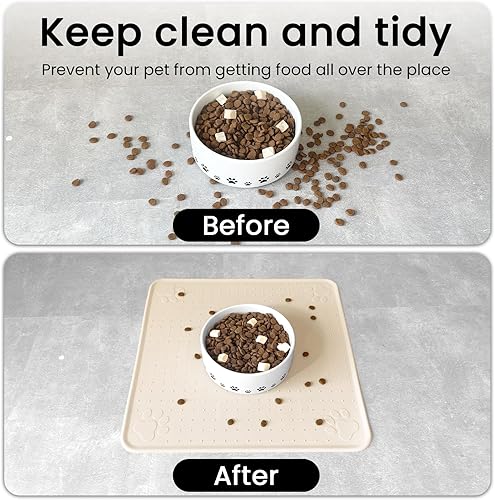 Miniatura 4 de Ptlom Mantel individual para mascotas, para perros y gatos, impermeable, antideslizante, para evitar el desbordamiento de alimentos y agua, tapete