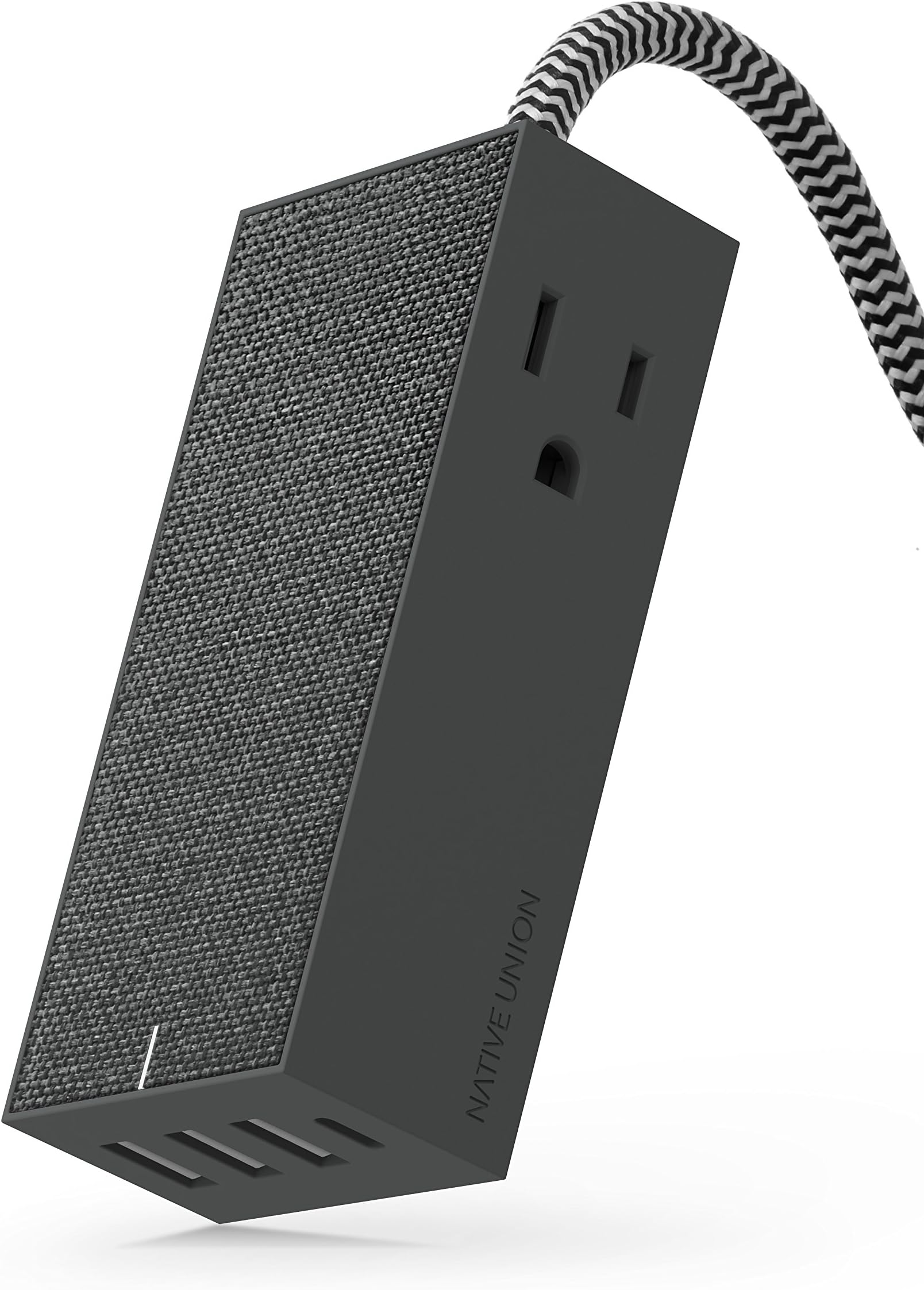 Native UnionSmart HUB Bridge - 8ft Power Extension with 4 x USB Ports (Including 1 x USB-C Port) with 2 x AC Outlets - Fast Charging Compatible with iPhone, iPad, Smartphones and Tablets (Slate)