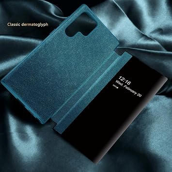 Flip Case for Samsung Galaxy S25 Ultra/S25 Plus/S25, Smart Clear View Window Slim Leather Cover Shockproof Protection Case Shell,Green,S25