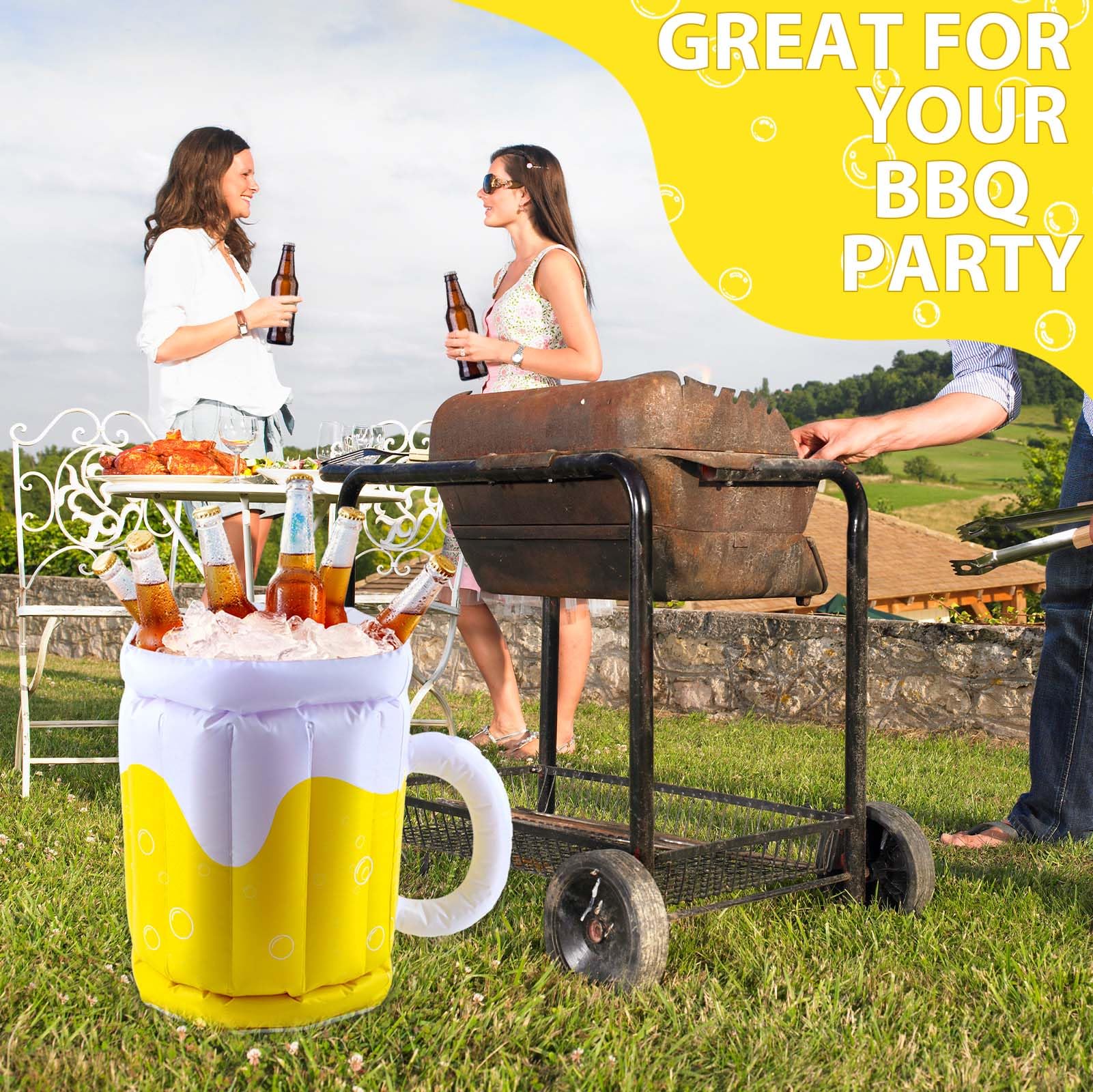 Cubo de Cerveza Inflable para Fiestas de Verano, Soporte para Bebidas, Soporte para Bebidas Flotante para Fiestas