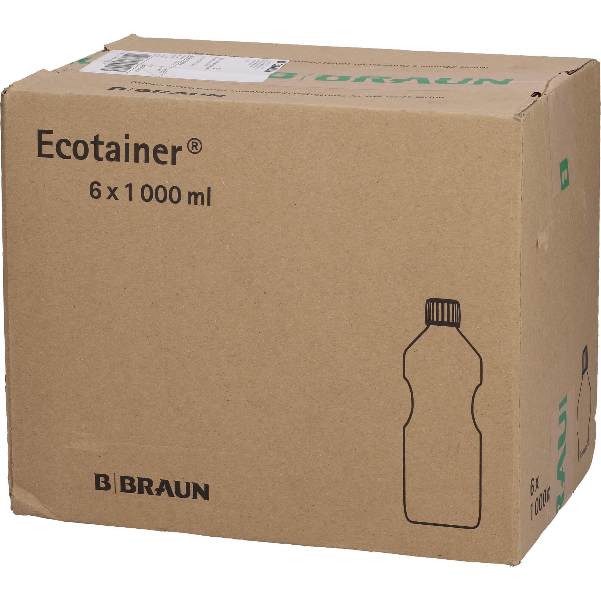 Aqua B. Marrón spül Solución plástica Botella de agua, 6 x 1000 ml estéril