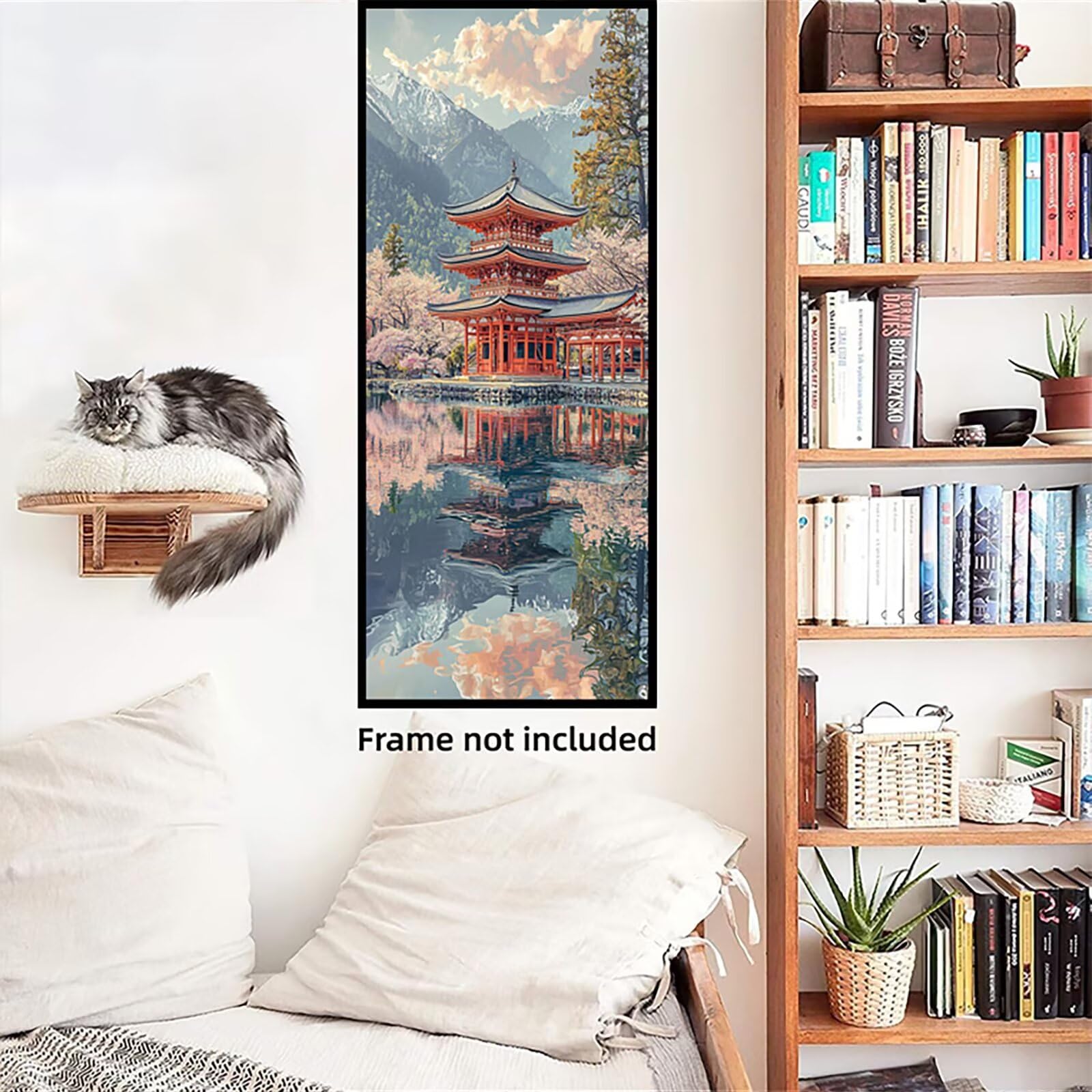 Malen Nach Zahlen 50x150cm Leinwand Dachboden Malen Nach Zahlen Erwachsene mit Ohne Rahmen, DIY Kreativ Set für Erwachsene mit Pinseln und Acrylfarbe, Zimmer Deko See Landschaft Geschenk, P0M-920