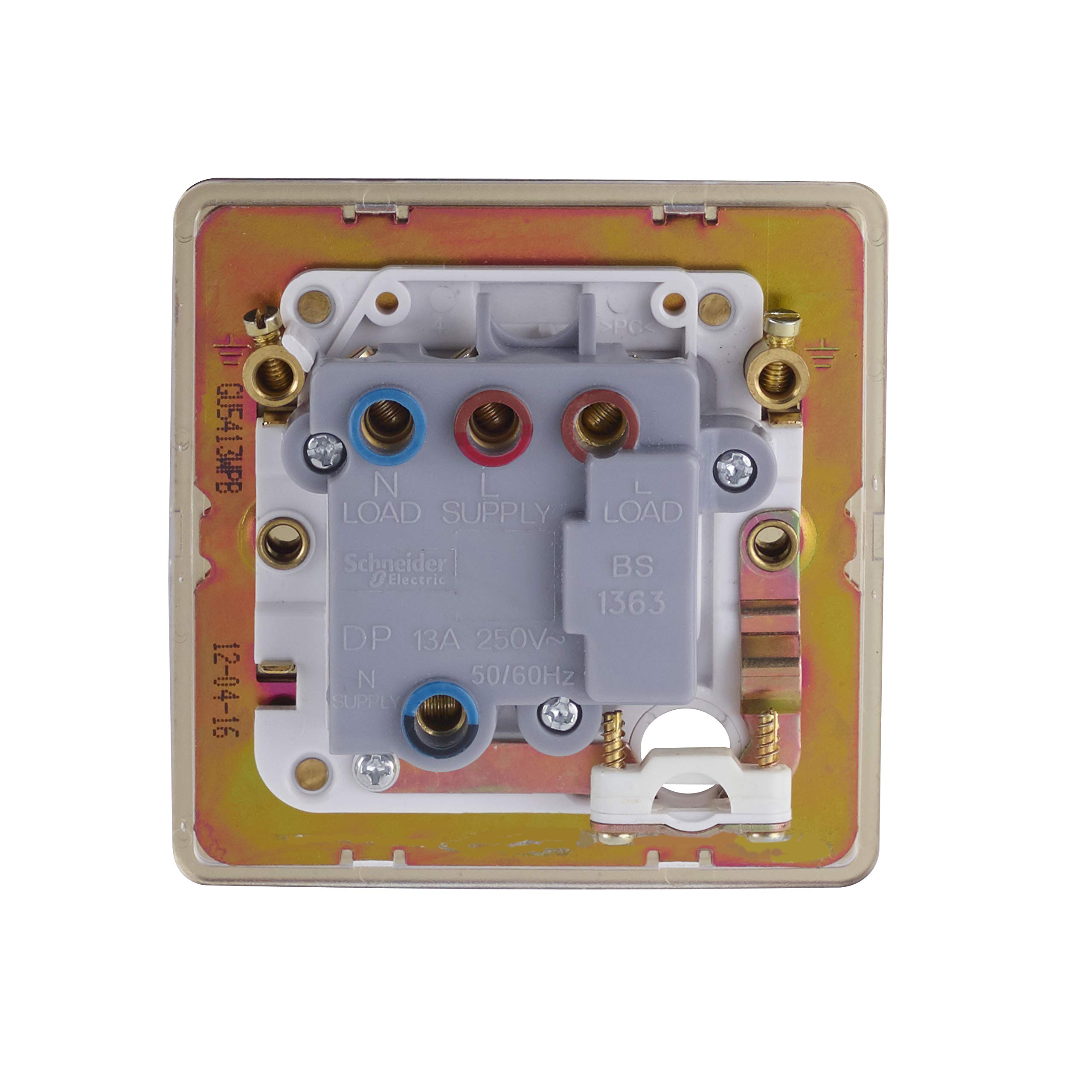 Schneider Electric Ultimate Screwless Flat Plate - Switched Fused Connection Unit, 13A, GU5410WPB, Polished Brass with White Insert - Image 4