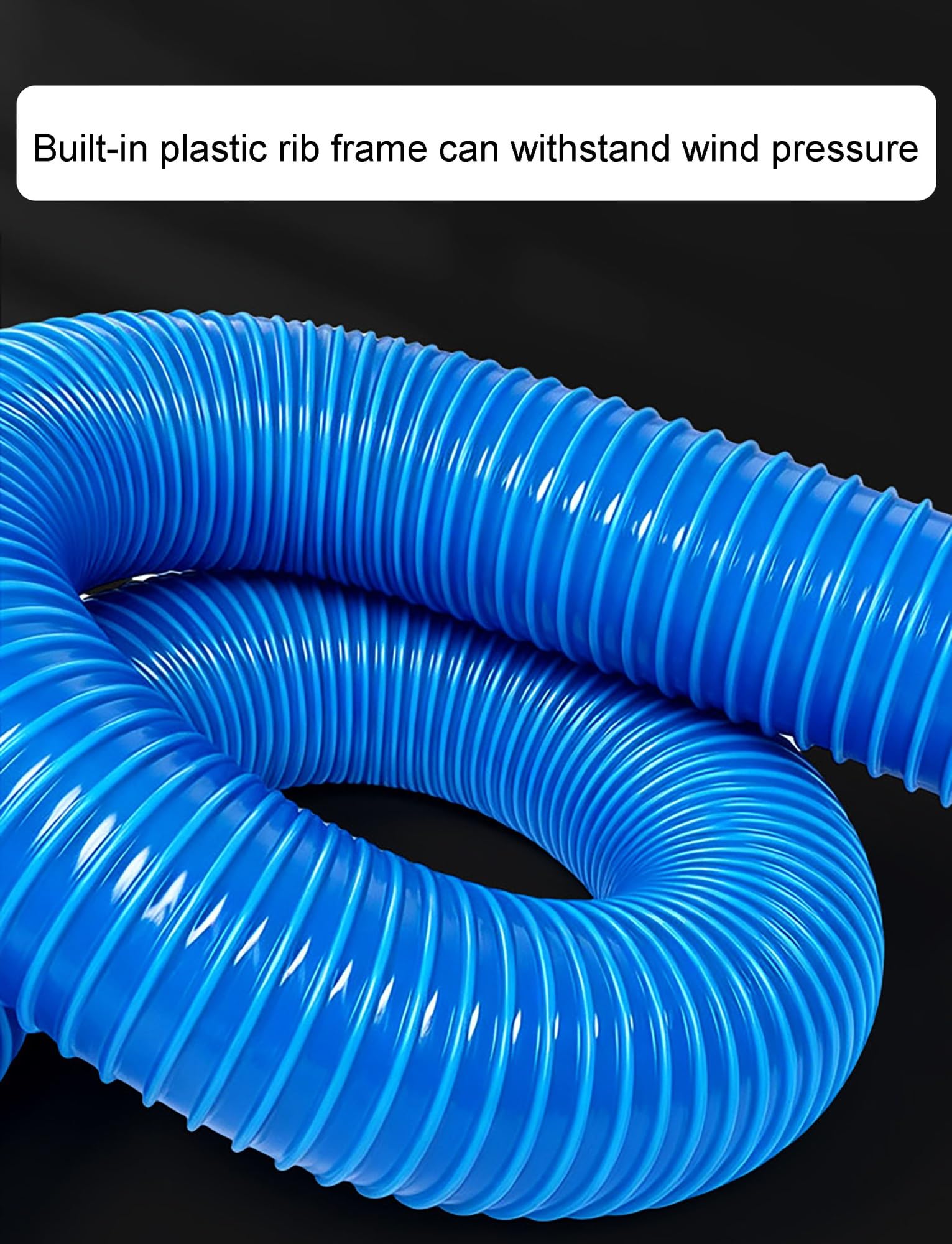 Tubo flex PVC ind. azul, espiral reforzada p/polvo, vent. & drenaje | Manguera PVC Reforzada, -40~80°C, Interior Liso con Acero Revestido, Madera, Drenaje y Residuos(ID 11cm-13.1 ft)