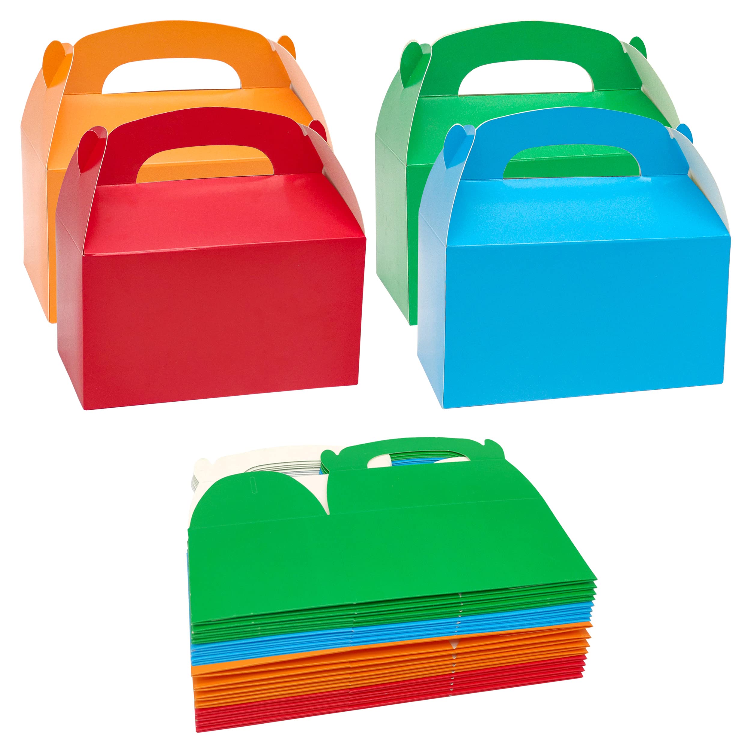 LTHERMELK 20pcs Party Treat Boxes with Handle Kraft Wrapping Paper Boxes for Birthday Party Wedding Cake Dessert Chocolate