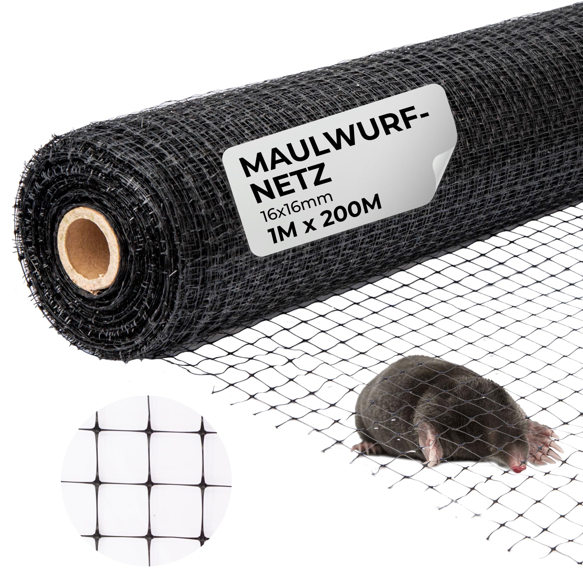 STREND PRO Maulwurfnetz 1m x 200m | Maschenbreite 16x16 mm | Laubschutznetz | Rasen Maulwurfgitter | Maulwurfschutz | Unter Rasen | Rasenschutzgitter