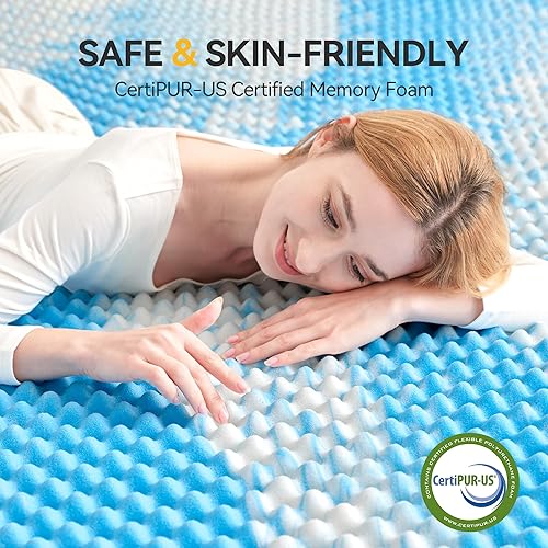 Miniatura 4 de SINWEEK Cubrecolchón de Espuma Viscoelástica con Relieve de Huevera de 2 Pulgadas Tamaño Individual, Almohadilla de Colchón Suave para Alivio del