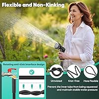Vista 5 de Garden Hose 100FT, Non-Expanding, Lightweight Hose With 8 Function Nozzle, Leak-Proof, No-Knot, Easy to Carry, Wear-Resistant, Sturdy, Flexible