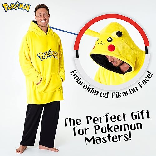 Miniatura 3 de Pokemon Manta con capucha, sudaderas de gran tamaño para hombres, manta con capucha extra cómoda de gran tamaño, manta portátil para adultos y