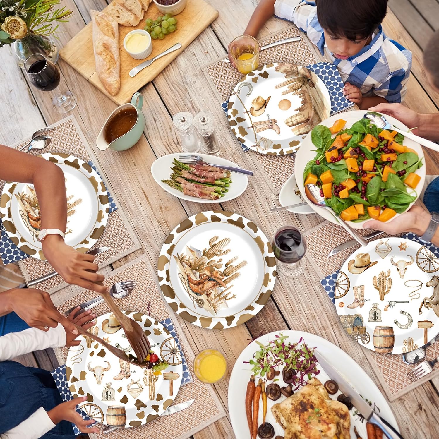 CHUNNIN 48 Pcs Western Cowboy Paper Plates for Western Party Supplies 7inch Wild West Disposable Dinner Rodeo Dessert Plates Cowboy Themed First Birthday Party Decorations Baby Shower Supplies Favors - Image 6