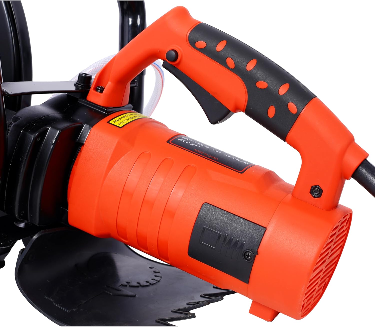 Concrete Saw 14 in Electric Circular Saw Cutter with 5 in Cutting Depth, Wet/Dry Disk Cutter, 2600W Motor, Water Line System for Stone, Brick, Porcelain (BLACK)
