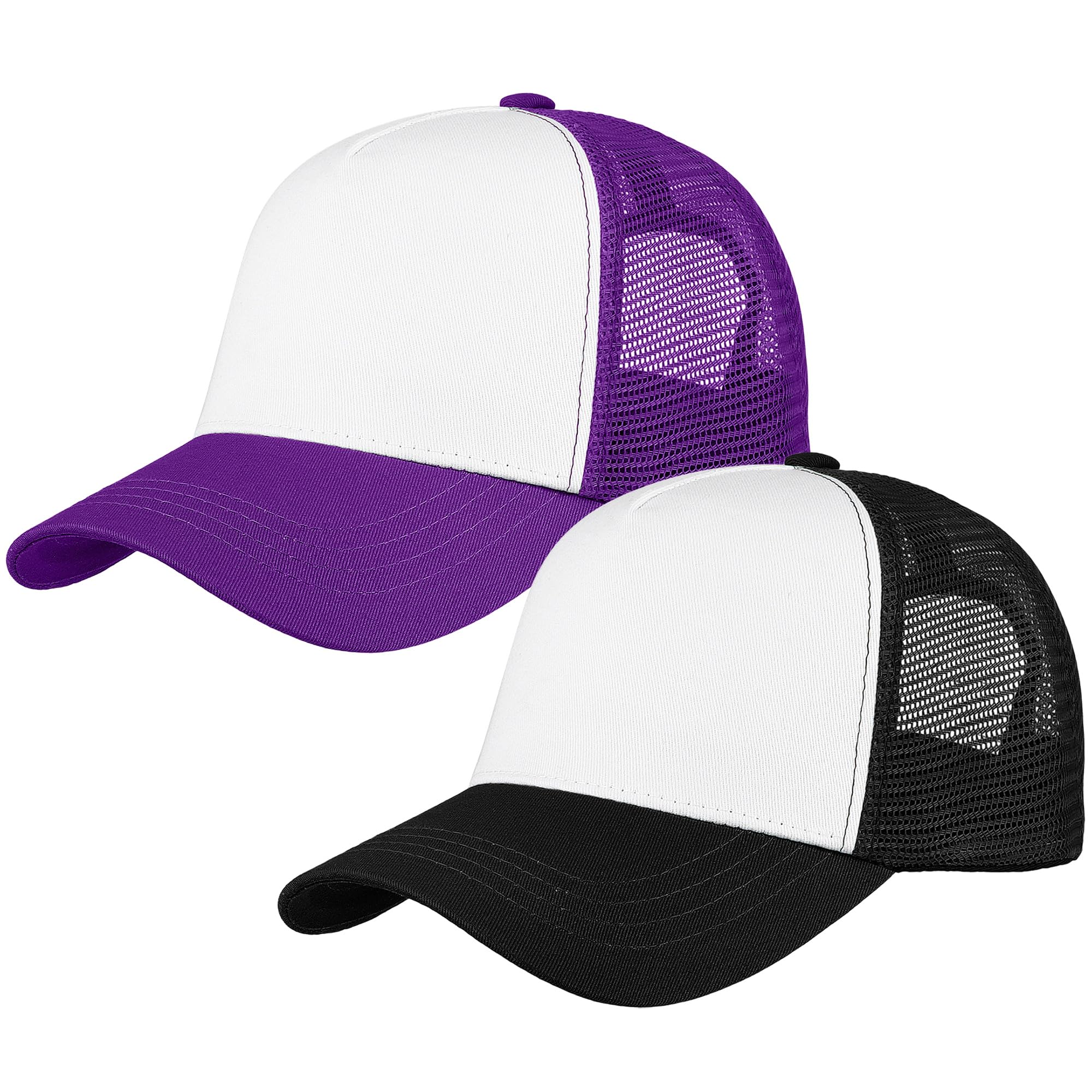 Falari 5-Panel Mesh Baseball Cap, Trucker Hat, Structured Plain Design, Cotton, Adjustable Size
