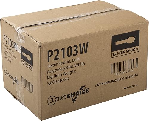 Miniatura 3 de AmerCare Cuchara de degustación de plástico blanco, paquete de 3000