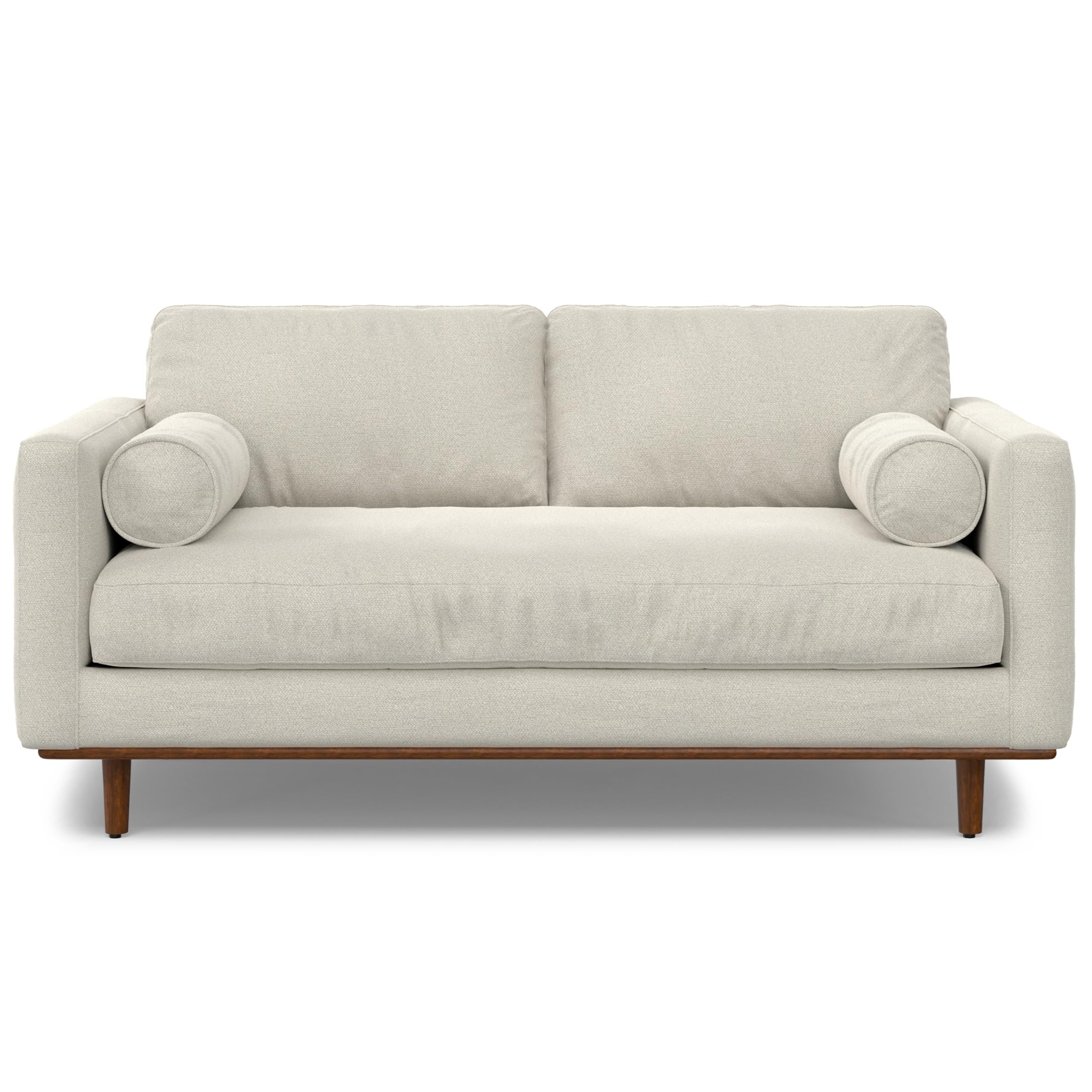 SIMPLIHOME Morrison 72-inch Wide Sofa in Cream White Woven-Blend Fabric Handcrafted Mid-Century Modern Loveseat for Living Room or