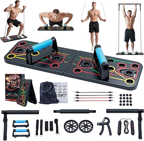 Miniatura 5 de Tabla de empuje, barra de empuje portátil desmontable 17 en 1 en gimnasio en casa, equipo profesional de entrenamiento muscular disponible para