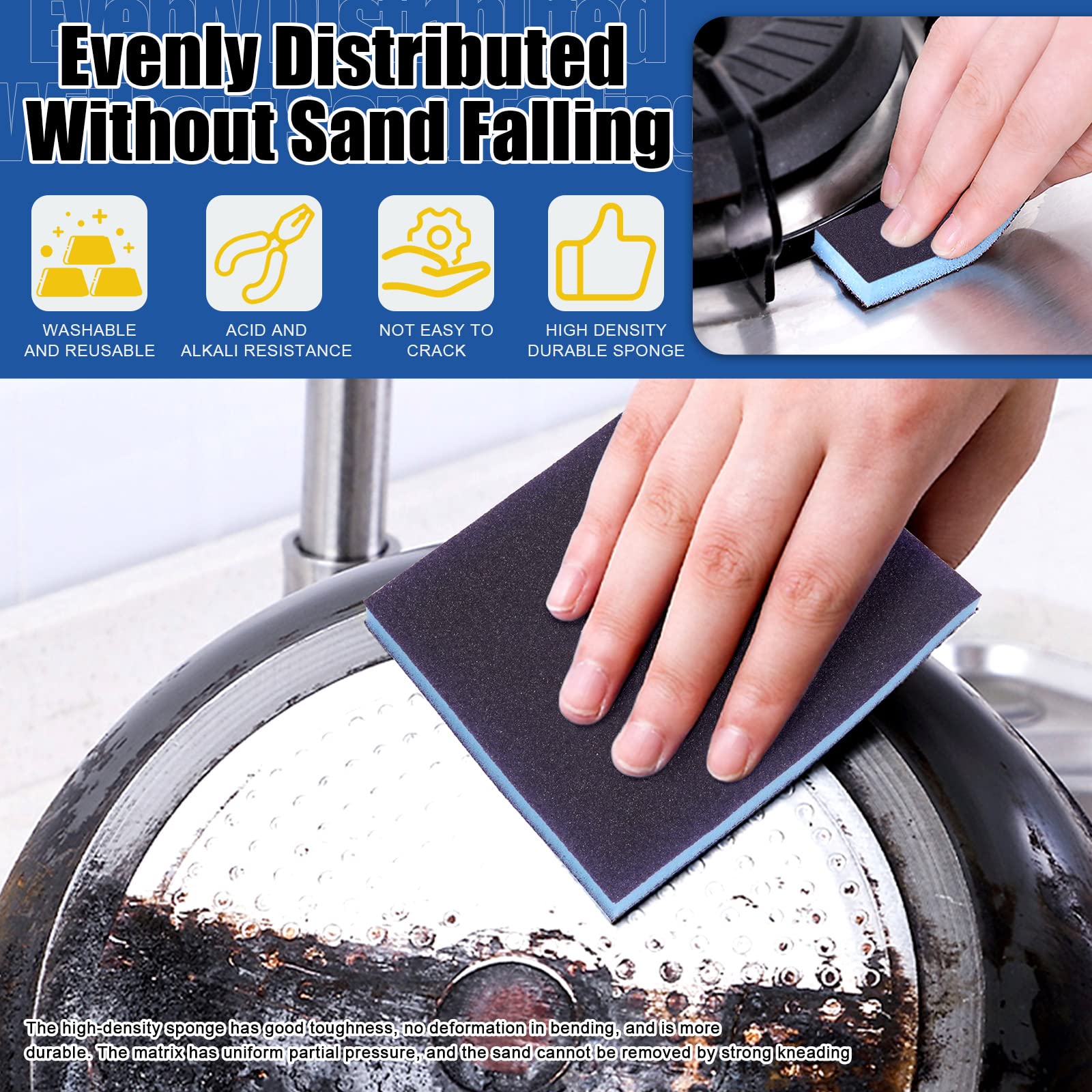 Kit 21 Spugne Abrasive Grana 280 - 20 Blocchi Lavabili 120x100x12 Mm + 1 Pennello Per Legno, Metallo E Vernice - Foto 7