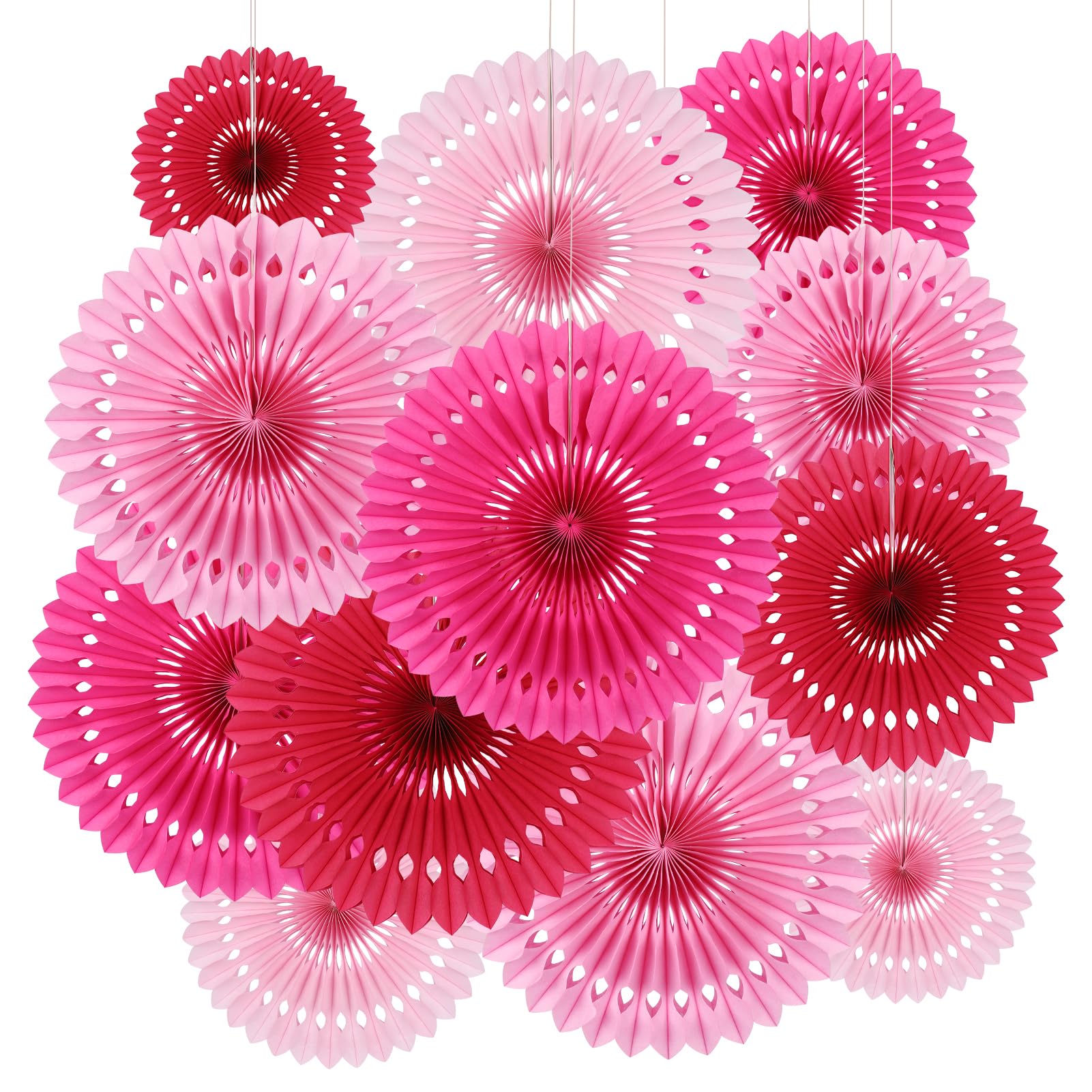 BestoFun 12PCS Paper Fans Hot Pink Party Decorations Tissue Paper Flowers Decorations Hanging Honeycomb Round Paper Fans Decoration for Girl Groovy Birthday Baby Shower Wedding