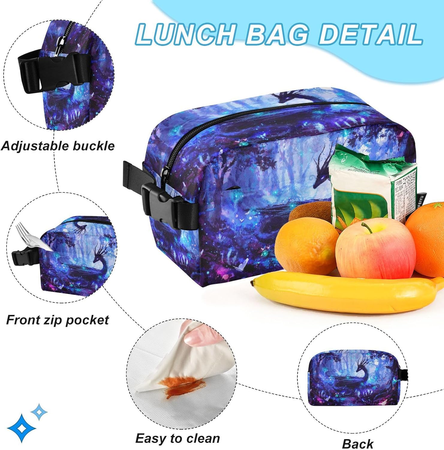 ALAZA Dragon in Forest Backpack and Lunch Bag Set Back Pack Bookbag Cooler Case Kits