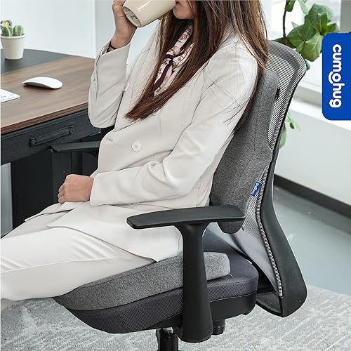 Miniatura 5 de CUMOHUG Cojín de asiento, cojines para silla de oficina, cojín de asiento de automóvil, almohadillas de espuma viscoelástica para ciática y espalda,