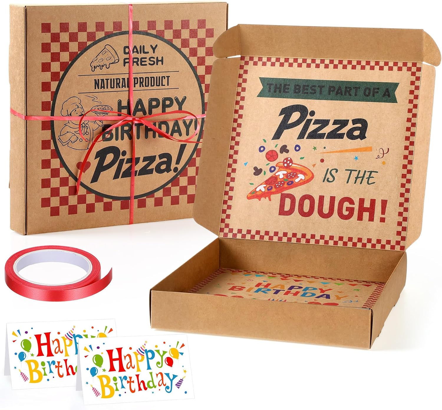 Feifeiya 2 Pcs Birthday Pizza Money Box for Cash Gift 10 x 10 Inch