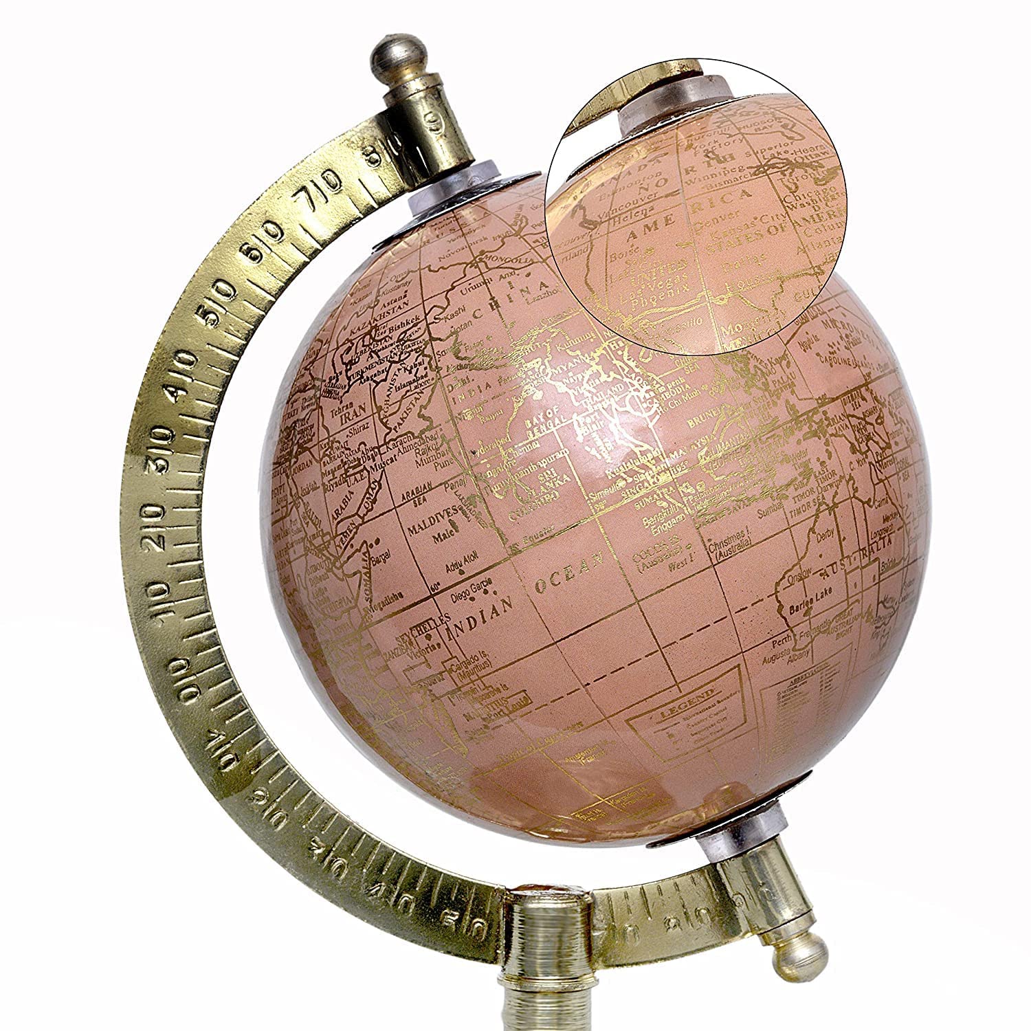 AONA Educational Political Laminated Rotating World Globe with Metal arc and Base Diameter 5 Inch 1