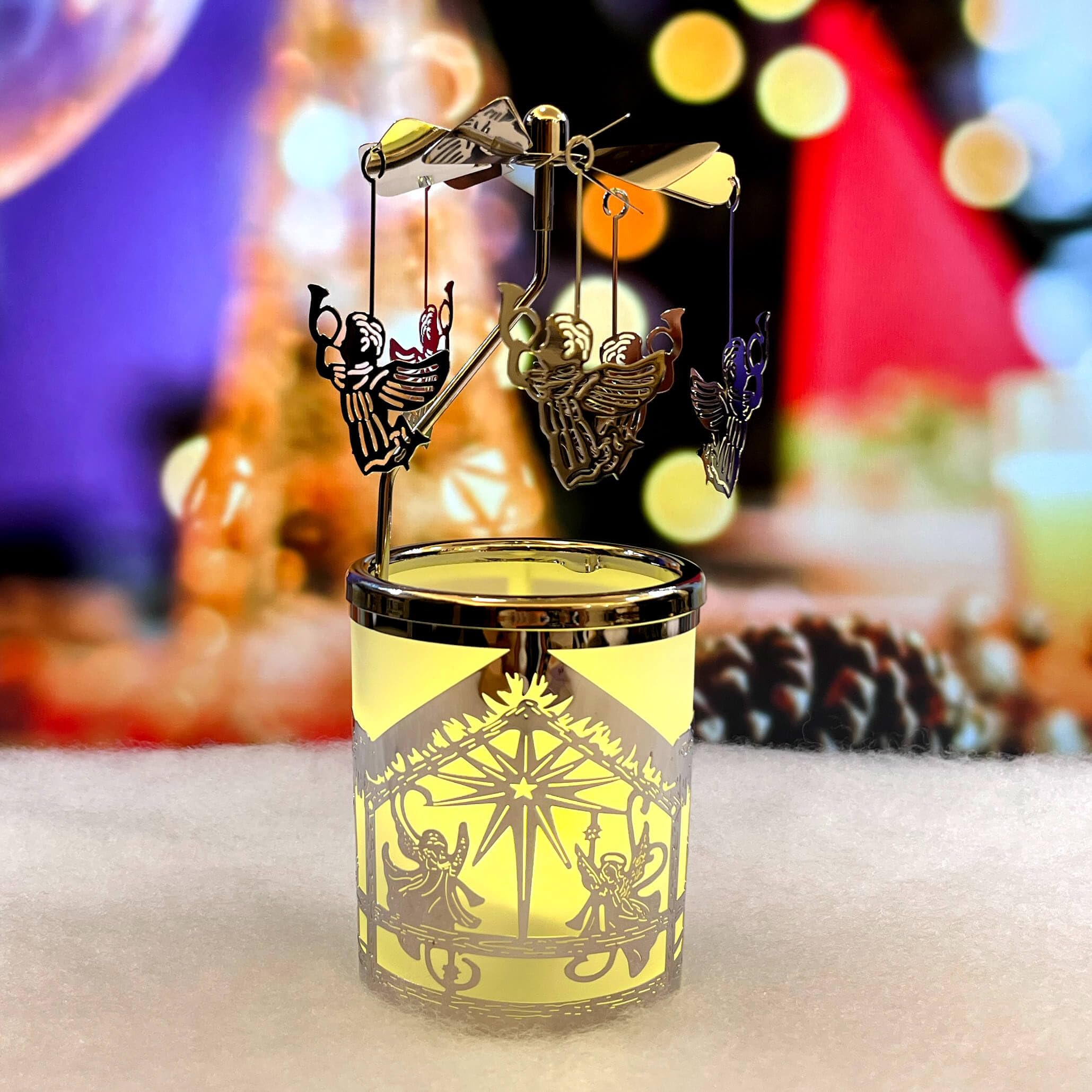 URFEDA Portavelas De Té Con Forma De Carrusel De Cristal, Dorado, Portavelas Giratorio, De Hierro, Metal, Para El Día De San Valentín, Decoración, Boda, Decoración De Salón, Decoración De Mesa