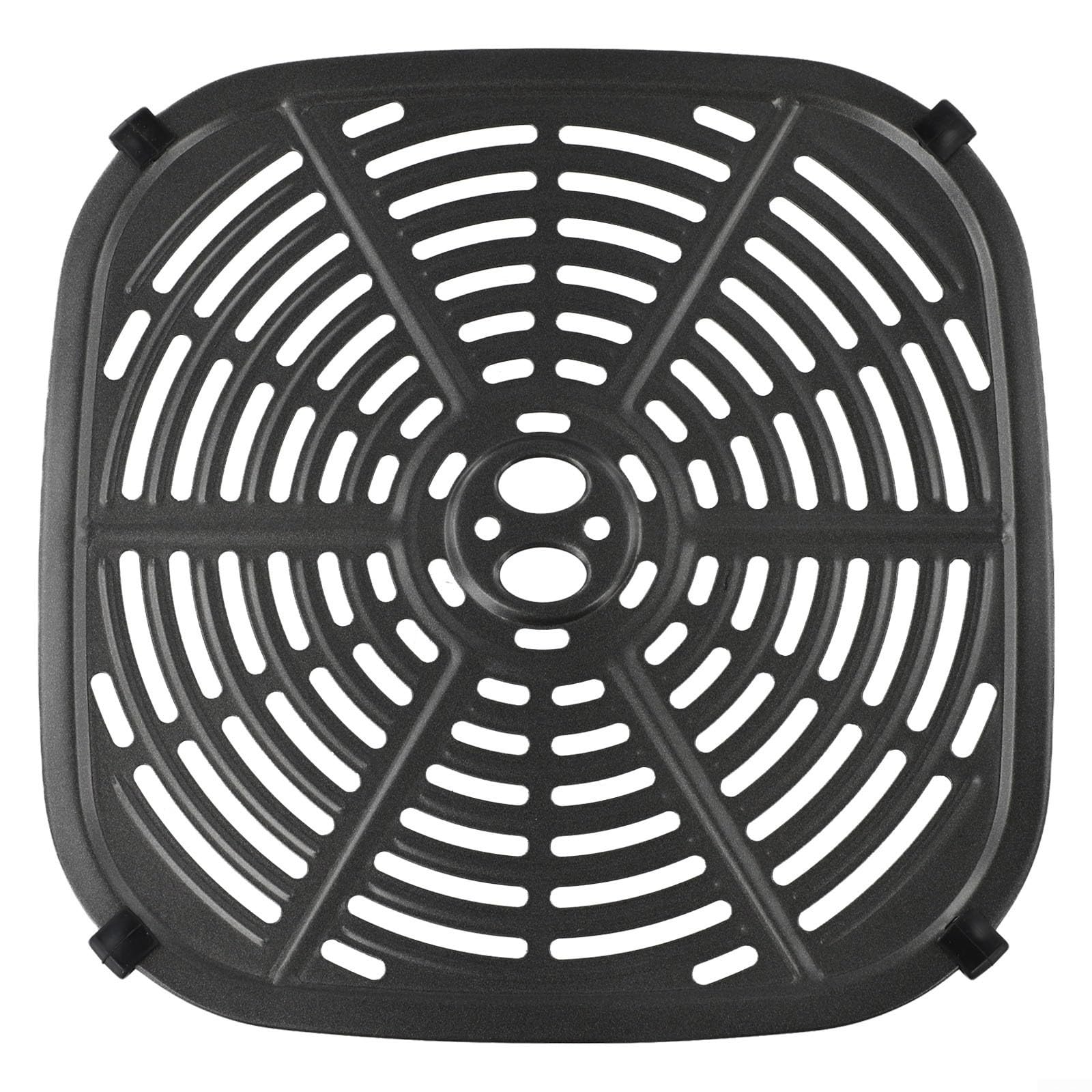 Zilimontt Square Air Fryer Basket Replacement Tray Non-Stick Cooking Plate Accessory for Air Fryers Kitchen Appliance Parts 22.5x22.5cm Black