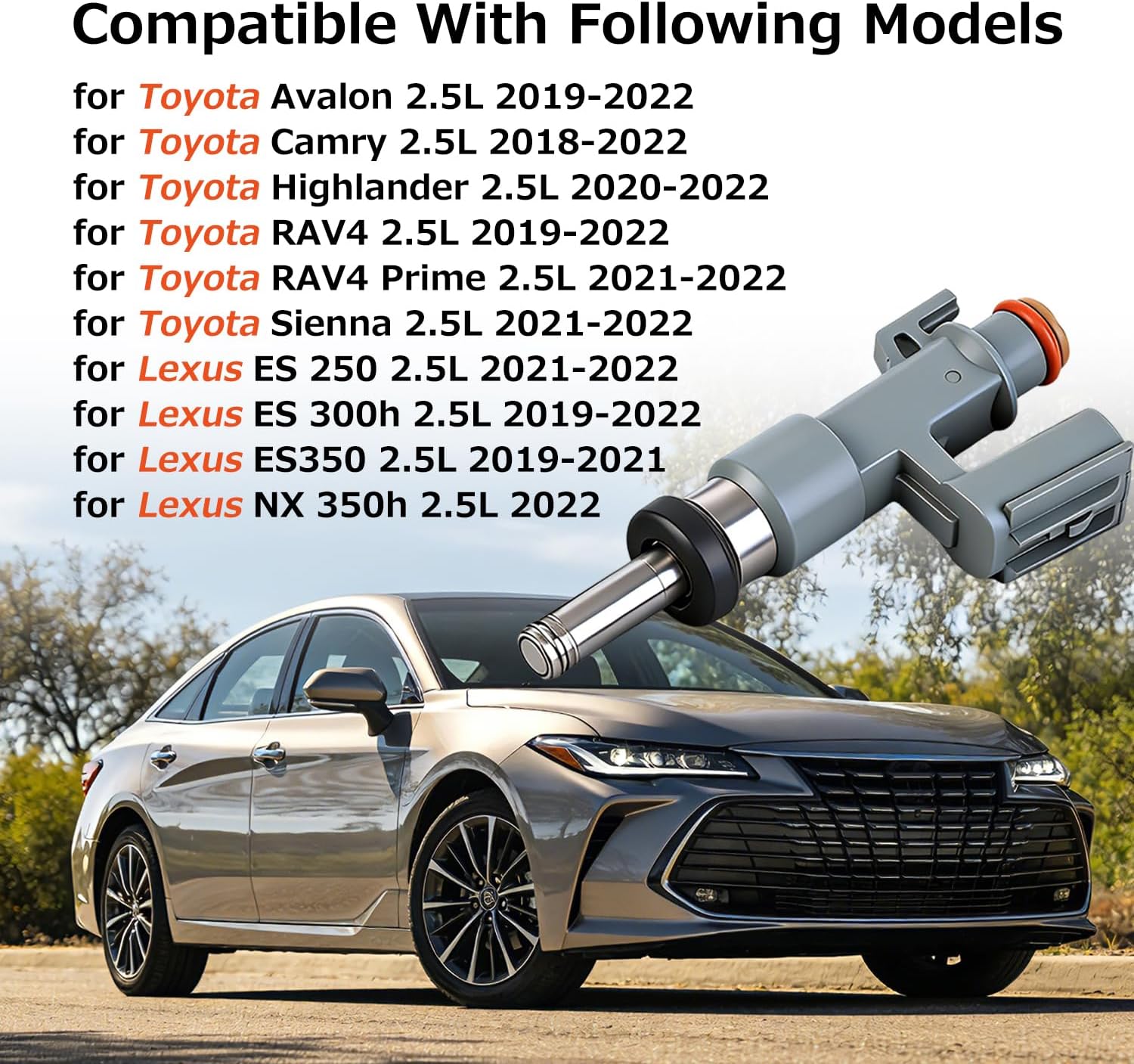 Fuel Injectors Set of 4 Compatible for Toyota Avalon & RAV4 2.5L 2019-2022,for Camry 2018-2022 Engine Fuel Injector Spray Nozzle Replacement for 23209-F9080 23209-29105 23209-29175 23209-F9000