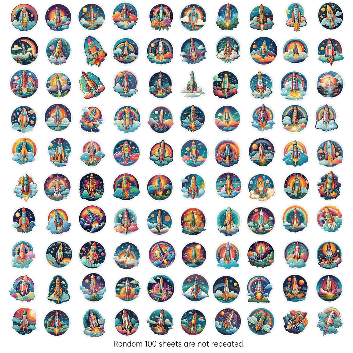 100 Pcs Outer Space Stickers for Kids Teens Adults Boys Girls Gift,Space Alien Rocket Stickers Pack for Laptop,Skateboar,Luggage,Car,Bike - Image 2