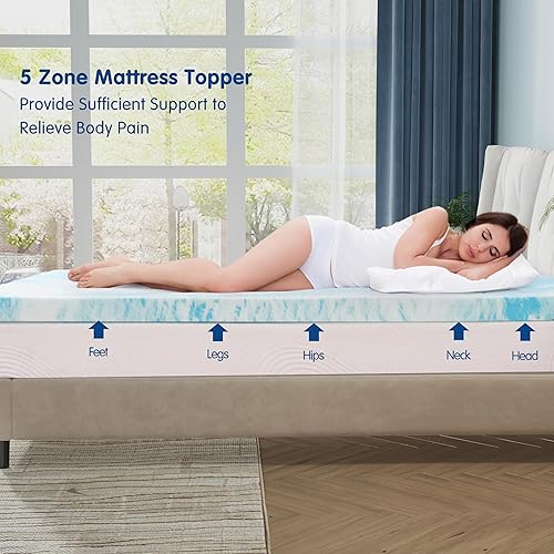 Miniatura 5 de CHUN YI Cubrecolchón de espuma viscoelástica de 3 pulgadas, tamaño Queen, de gel de ventilación refrescante, protector de colchón de alta densidad